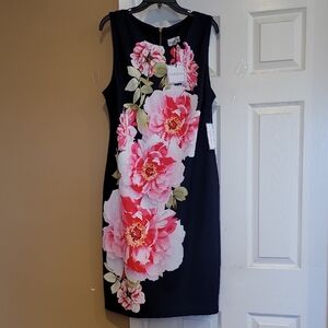 Premier Amour Blue Sleeveless Sheath Midi Dress for All Occasions